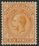 1919 Falkland Islands - SG.64b  6d brown-orange. U/M (MNH)