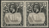 1923 St Helena.  SG.97b ½d grey & black  variety 'Torn Flag'. in pair with normal. lightly mounted mint.