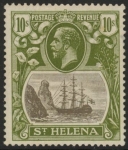 1922 St Helena.  SG.112 10/- grey & olive green.  mounted mint.