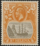 1922 St Helena.  SG.111 7/6d grey-brown & yellow-orange.  mounted mint.