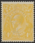 1916  Australia  SG.22b  4d. lemon-yellow.  lightly mounted mint.