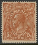 1915  Australia  SG.23  5d brown (perf 14¼ line). mounted mint.