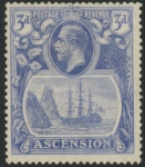 1924 Ascension Island  SG.14  3d blue mounted mint.