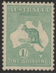 1929 Australia  SG.109  1/- blue-green Perf 12  wmk 'small crown over A' mounted mint.