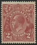 1924 Australia  SG.78 2d red-brown variety 'left tablet flaw' .  Perf 14   mounted mint.