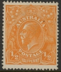 1923 Australia  SG.56 ½d orange.  Perf 14  U/M (MNH).