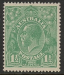 1923 Australia  SG.61 1½d green.variety 'scratch below ear' Perf 14  lightly mounted mint.