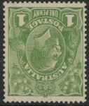 1924 Australia  SG.76w 1d sage green. inverted wmk. Perf 14 lightly mounted mint.