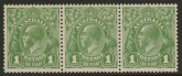 1926  Australia  SG.95 & 95b  1d  sage green die I & die II. x 2 in strip of 3 perf 13½ x 12½  mounted mint.