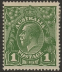 1924  Australia  SG.76d  1d sage green. variety 'RA joined'. mounted mint.