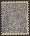 1924  Australia  SG.79  3d dull ultramarine. variety 'broken leg on Emu'. U/M (MNH)