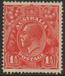 1924  Australia  SG.77 1½d  scarlet  variety 'ST flaw'  mounted mint.