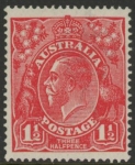 1924  Australia  SG.77c 1½d  scarlet. variety 'thin RAL'  U/M (MNH).