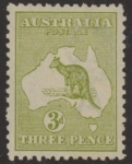 1915  Australia  SG.37 3d yellow-olive. die 1 mounted mint.