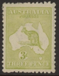 1915  Australia  SG.37d 3d yellow-olive. die II mounted mint.