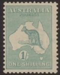 1927  Australia  SG.40ba 1/- blue-green sideways wmk. mounted mint.