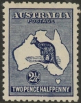 1917  Australia  SG.36 2½d blue variety 'heavy costline to WA'. mounted mint.