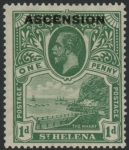 1922 Ascension KGV  SG.2  1d  green. stamp of  St Helena overprinted 'Ascension' . M/M