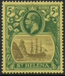 1922  St. Helena  SG.95  5/- grey & green/yellow. LM/M.