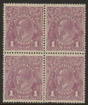 1918  Australia  SG.57c  1d violet 'VAR' dot before 1' x1 & broken frame x1 in block of 4. m/m