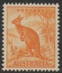 1949  Australia  SG.228a  ½d orange.'line to Kangaroo's ear' perf 15x14. U/M  (MNH)