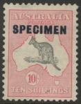 1929 Australia  SG.112s   10/-  grey & pink overprinted 'SPECIMEN'   mounted mint.