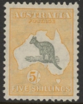 1932 Australia  SG.135  5/- grey & yellow . mounted mint.