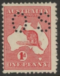 1914 Australia  SG.O17e  1d red die IIA 'OS' perfin. mounted mint.