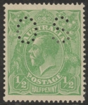 1914 Australia  SG.O38  ½d bright green 'OS' perfin. mounted mint.