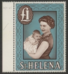 1965 St. Helena. SG.189a  £1 chalky paper. U/M (MNH) mounted in margin only.