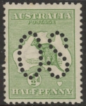 1913  Australia  SG.O1 ½d green  perfin OS  mounted mint.