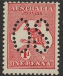 1913  Australia  SG.O2 1d red  perfin OS  U/M (MNH).