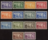 1938-44 St Helena.  SG.131-140 KGVI   set 14 values  U/M(MNH).