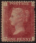 SG.43 1d rose red. corner letters 'NI' Plate 105  mint Original Gum