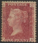 SG.43 1d rose red. corner letters 'OA' Plate 188  mint Original Gum