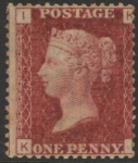 SG.43 1d rose red. corner letters 'KI' Plate 129  mint Original Gum