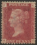 SG.43 1d rose red. corner letters 'KF' Plate 166  mint Original Gum