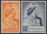 Barbados 1948 Royal Silver Wedding SG.265-6 mounted mint