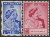 St.Kitts-Nevis - 1948 Royal Silver Wedding. SG.80-1  mounted mint