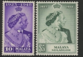 Malaya Selangor - 1948 Royal Silver Wedding. SG.88-9 mounted mint.