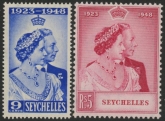 Seychelles - 1948 Royal Silver Wedding. SG.152-3 mounted mint.