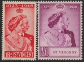 St.Vincent - 1948 Royal Silver Wedding. SG.162-3 mounted mint.