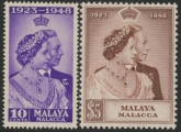 Malaya Malacca - 1948 Royal Silver Wedding SG.1-2 mounted mint