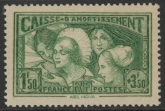 1931 France SG.493 1f.50 + 3f.50 green 'Sinking Fund'.   LM/M