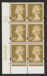 Y1726 (U432)  50p Ochre  2B  Enschede.  Cyl. 2 no dot. blue fluor U/M (MNH)