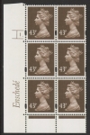 Y1716 (U401)  43p dee olive-brown  2B  Enschede.  Cyl. 1 dot. blue fluor U/M (MNH)