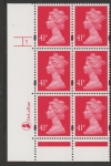 Y1714 (U392)  41p rosine  2B  DLR. Cyl. 1 no dot. Phos 47 blue fluor U/M (MNH)