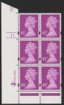 Y1721 (U411)  45p bright mauve 2B DLR Cyl.1 dot phos 47  blue fluor U/M (MNH)