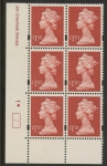 Y1800 (UC14)  Enschedé £1.50 red  Cyld. 1 dot (2)  U/M (MNH)