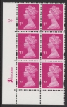 Y1673 (U157B)  7p bright magenta 2B DLR Cyl. D1 phos D1 dot blue fluor PVA (bluish). U/M (MNH)